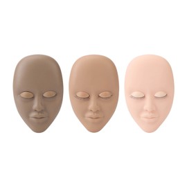 3PCS Eyelash Mannequin Head Removable Replaced Eyelids Eyelash Practice Head Model for Beauty Makeup