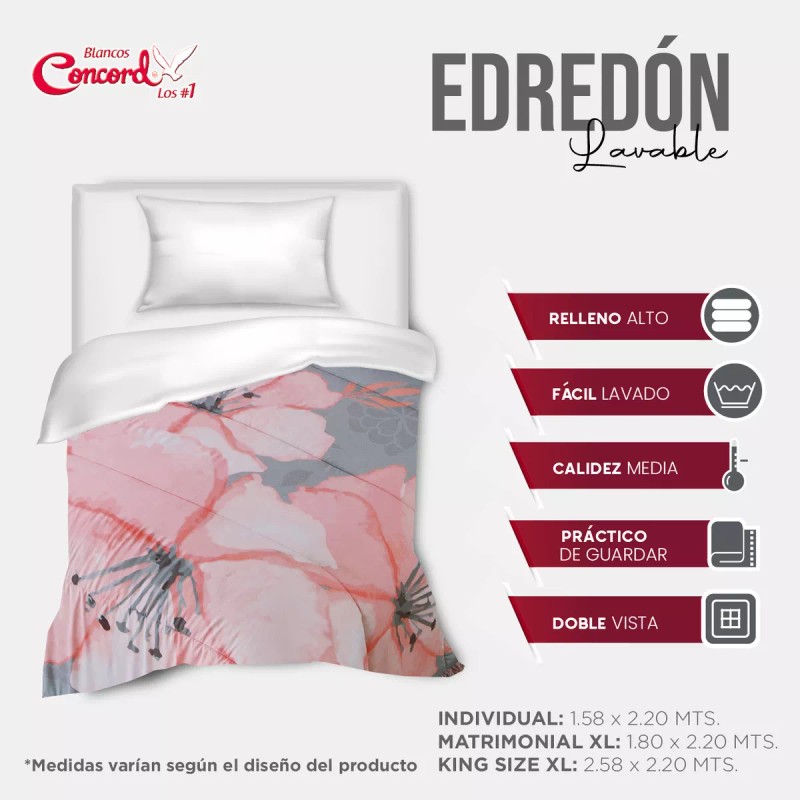 Colchas Concord Edredón Ligero Aurora Gris Matrimonial Colchas Concord