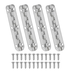 MECCANIXITY 90-Degree Small Piano Hinge Mini Jewelry Box Hinges with Screw for Jewellery Wooden Boxes (Silver Tone, Pack of 4)