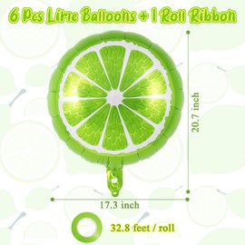 Lime Fruit Balloons, 6 Pcs Cute Lemon Foil Balloons, Large Green Lime Mylar Balloons for Fruit Summer Themed Party DecorationS Birthday Baby Shower (20.7 In)