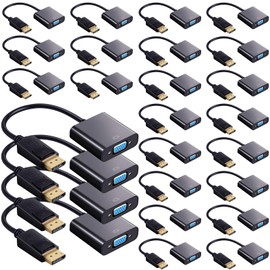 Yunsailing 30 Pack DisplayPort to VGA Adapters Gold Plated Compatible with Laptop Monitor PC Projector
