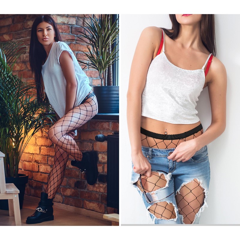 CHRORINE 2 Pack Fishnet Stockings Women High Waist Tights 2