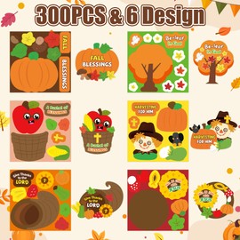 Haooryx 300pcs Make A Fall-Season Scene Religious Sticker Roll, Make Your Own Pumpkin DIY Stickers, Mix and Match Fall in Love with Jesus Religious Sticker for Kids Thanksgiving Harvest Party Supply