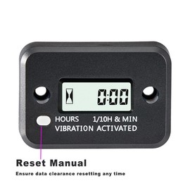 Small Engine Hour Meter Tiny Vibration Time Counter Monitor Hour Minute Display&Reset Button High-Medium-Low 3Modes hr Meter Test for Lawn Mower Dirt Bike Generator Marine Boat Outboard ATV Motorbike