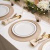 MATANA 50 Premium White Plastic Dinner Plates with Gold Rim,