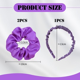 2 Girls' Hair Bands, 1 Headband, Elastic Hair Bands, Solid Color Girls' Hair Bands, Ladies Purple Accessories, Hair Straps