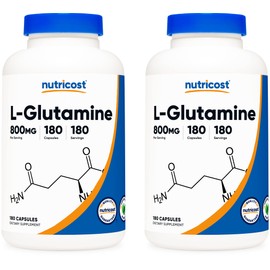 Nutricost L-Glutamine 800mg, 180 Capsules (2 Bottles)