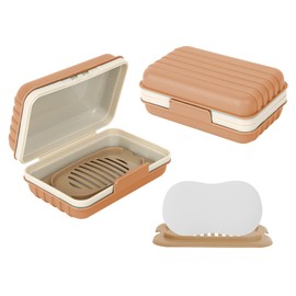 OOCOME Travel Soap Container Dish with Lid, Portable Draining Soap Bar Holder Dish Soap Case Box for Hiking Traveling, Camping, Outdoor Shower, Gym, Bathroom, Vacation (2pcs Orange)