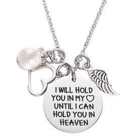 LParkin Memorial Necklace I Will Hold You in My Heart Until I Can Hold You in Heaven Pendant Loss of Child Necklace Heart Necklace Cremation Jewelry Gift for Her (Necklace)