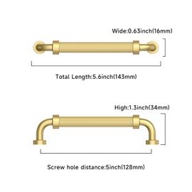 Asidrama 10 Pack 5 Inch(128mm) Brushed Gold Kitchen Cabinet Handles, Cabinet Pulls Kitchen Cabinet Hardware for Cupboard Drawer Pulls