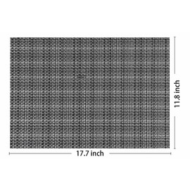 AHHFSMEI Placemats for Dining Table Set of 6 Woven Vinyl Plastic Place Mats Non-Slip Heat Insulation Stain Resistant Table Mats Washable Easy Clean Placemats (Linen Black)
