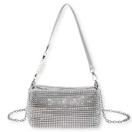FeiOne Clutch Silver Glitter Bag, Women's Handbag Silver, Bridal Bag, Evening Bag, Shoulder Bag, silver