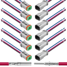 [Newest Version] JRready Deutsch DT Connector 4 Pin IP68 Waterproof 6 Kits - 4 Wire Connector with UL3266 16 AWG Wire, Wire Harness Connector for Car, Boat, Truck, Motorcycle
