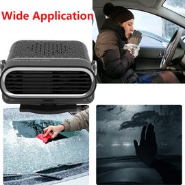 12V 120W 2 In 1 Car Heater Cooler Fan - Car Window Emister and Defroster - Portable Car Fan 360° Rotatable