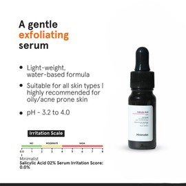 Minimalist 2% Salicylic Acid Serum For Acne, Blackheads & Open Pores | Reduces Excess Oil & Bumpy Texture | BHA Based Exfoliant for Acne Prone or Oily Skin | 10 ml