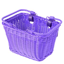 SVNR Kids Bike Basket, Front Bicycle Bike Baskets for Kids, Hand-Woven Wicker Boys and Girls Scooter Tricycle Basket Front, Children Cycling Baskets,Easy Install Detachable—Purple