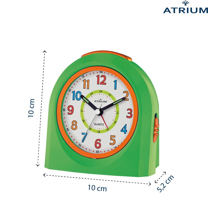 Atrium Kinder Wecker Analog Quarz ohne Ticken mit Licht und