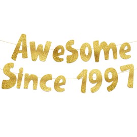 Awesome Since 1997 Gold Glitter Banner - 28th Birthday and Anniversary Party Decorations