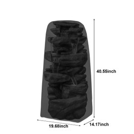 Garden Fountain Cover Waterproof Outdoor Fountain Cover with String Hem Heavy Duty 420D Fountain Statue Protective Cover (19.68 x 14.17 x 40.55 inch)
