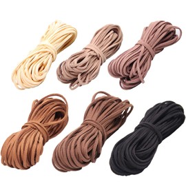 Samcos Leather Cord, Suede, 6 Color Set, Leather Cord, Necklace, Bracelet, Leathercraft, Crafts, DIY, Handmade, Accessory Parts, 32.8 ft (10 m)