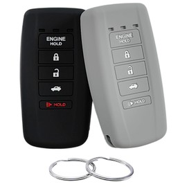 REPROTECTING Silicone Rubber Key Fob Cover Compatible with 2014-2021 5 Button Acura ILX MDX RDX RLX TLX KR537924100 Black/Grey