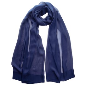 Elizabetta Women's Italian 100% Silk Large Scarf Shawl Wrap - Marine Navy