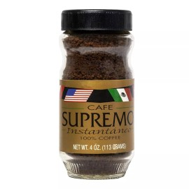 Cafe Supremo 100% Espresso Instant Ground Dark Roast Coffee Jar - 4 Ounce