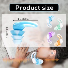 4 Pairs Ear Plugs for Noise Reduction, Silicone Swimming Earplugs Reusable Sleeping Earplugs Waterproof Ear Plugs for Swimming Surfing Sleeping Hearing Protection (Shark Fin Style)