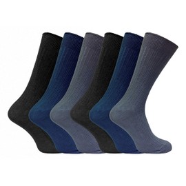 6 Pack Mens Thin Soft 100% Cotton Rich Breathable Coloured Ribbed Dress Socks (6-11 UK, SE002 BNG)