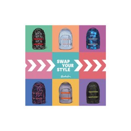 satch Swaps Backpack Accessory in Many Designs and Colours, Interchangeable and Individually Combined, Wyld - Black