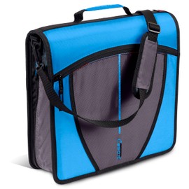 Case-it Mighty Zip Tab Zipper Binder, 3" O-Ring with 5-Color tabbes, Expanding File Folder and Shoulder Strap and Handle, D-146-Denim Blue