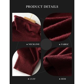 Ciovkis Women's Merino Wool Blend Sweater Fall Winter Turtleneck Long Sleeve First-Line Ready to Wear Seamless Knit Sweater (Dark Red,L)