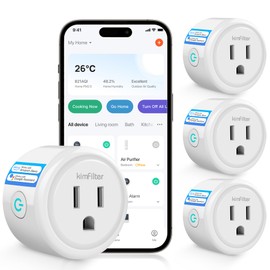 KimFilter 4 PCS WiFi Smart Plug, Wireless Plugs Outlet Compatible with Alexa & Google Voice Assistant, App Controlled Outlet with Timer Function, 2.4GHz Wi-Fi Smart Socket, Smart Plug Timer for Home