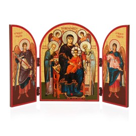 NKlaus Ekonomissa/The Protection of the House Icon Triptych Wood 25 x 16 cm Christian 13821