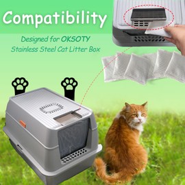 PurifyLogix Activated Charcoal Odor Absorber Bags Compatible with OKSOTY Stainless Steel Cat Litter Box, Natural Coconut shell Charcoal Bags, Absorb Odors/Control Damp from Pets/Keep Home Fresh（6PCS）