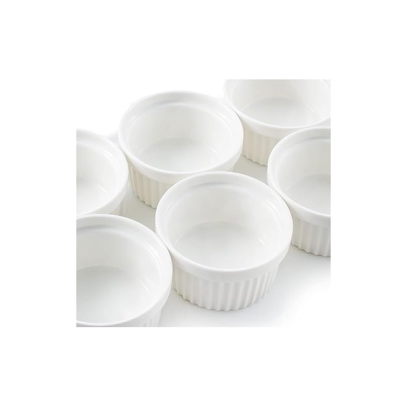 Nuwave Ceramic Ramekins 8 oz, Set of 6, Elegant Classic