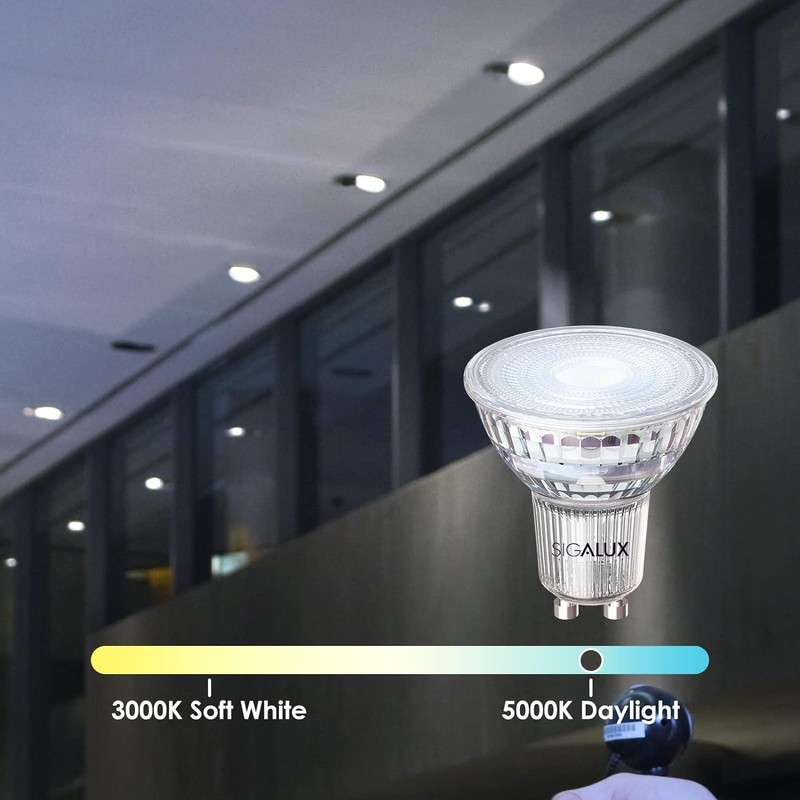 Sigalux GU10 LED Light Bulbs, Dimmable 5000K Daylight White Natural