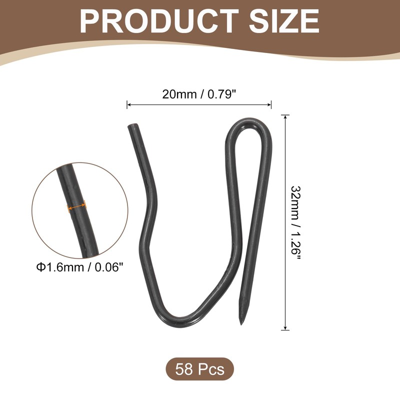 sourcing map 58Pcs Metal Curtain Hooks, Rustproof Offset Pin-on Drapery