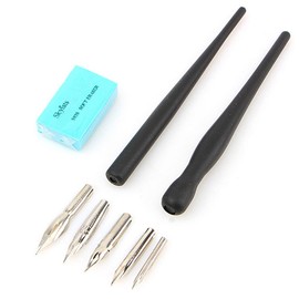 EIHI Pen and Holder Set, Pen Holder with Drawing Nib for Comics, Pen Holder, 2 Pen Holders, 5 Nibs, 1 Eraser for Drawings for Cartoonists and Artists, 1 Set, bronze