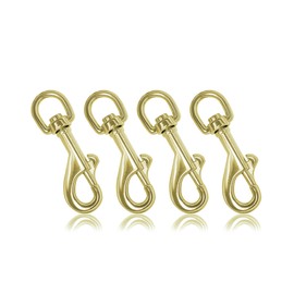 Ganzoo Carabiner Hook with Swivel L: 65 mm, Bolt Carabiner for Dog Lead, Pack of 4, Steel Carabiner, for Paracord 550 Dog Collar, Snap Carabiner Swivel Head, Zinc Alloy, Colour Gold