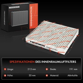 Frankberg 2x Cabin Air Filters with Activated carbon Compatible with S-Cross SX4 EY G.Y SX4 S-Cross JY SX4 Saloon G.Y RW Vitara LY 2010-2024 Replace# 9585061M00