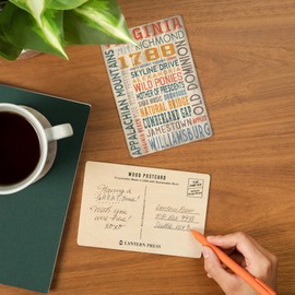 Virginia, Rustic Typography (4x6 Birch Wood Postcards, 2-Pack Stationary, Rustic Home Wall Decor)