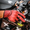 Harssidanzar Men's Full Finger Goatskin Leather Touchscreen Motorcycle Gloves GM028E,