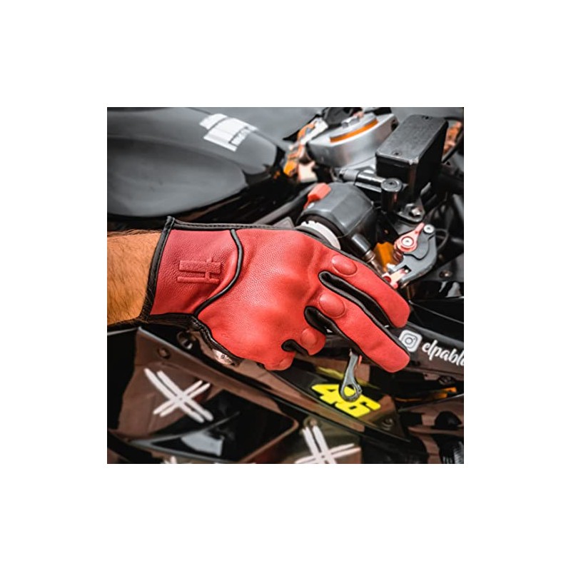 Harssidanzar Men's Full Finger Goatskin Leather Touchscreen Motorcycle Gloves GM028E,