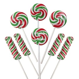 Christmas Candy Lollipops - 24 Holiday Suckers Individually Wrapped Bulk - 18g Swirl and 12g Twisty Pops