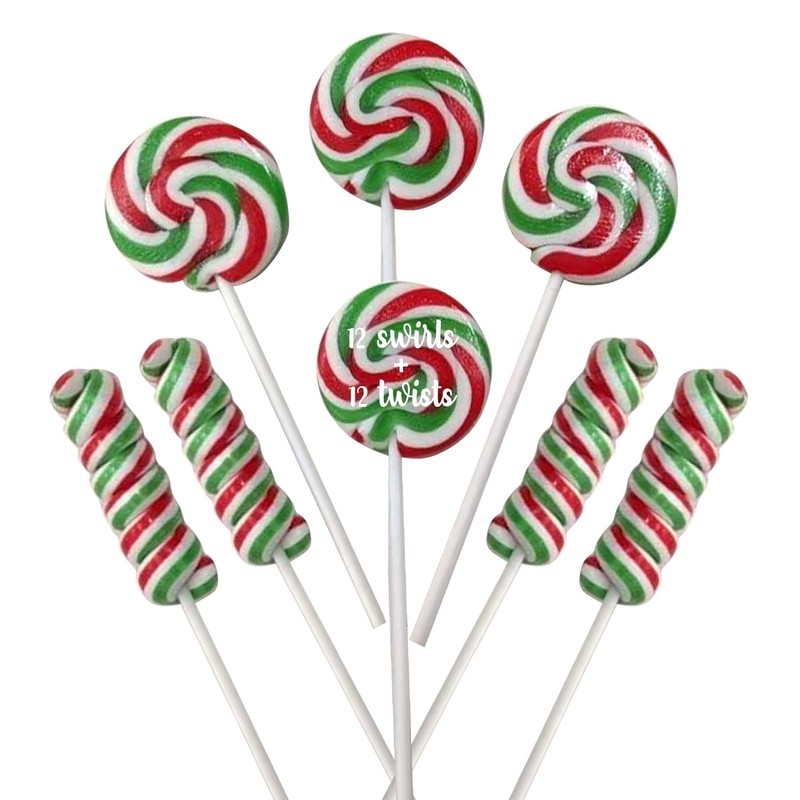 Christmas Candy Lollipops - 24 Holiday Suckers Individually Wrapped Bulk