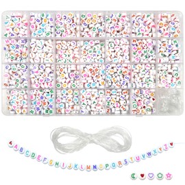 TOAOB 1440 Pieces 4 x 7 mm Letter Beads Round Acrylic Spacer Beads for Jewellery Making