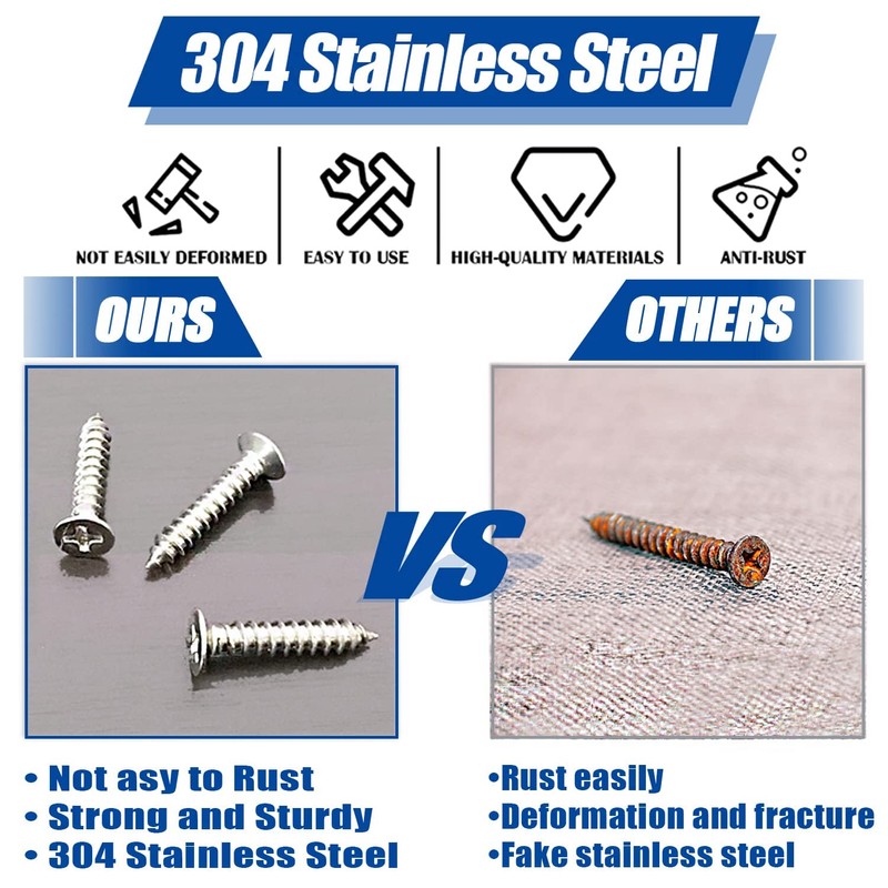 #4 x 1/4'' - 304 Stainless Steel Wood Screws, Corrosion