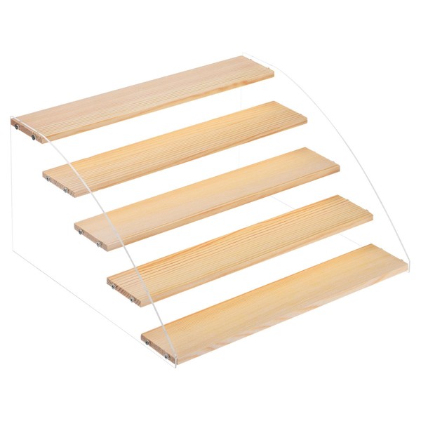 sourcing map Wood Acrylic Display Stand, 5 Tier Wooden Risers