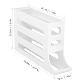 4 Tiers Egg Holder for Fridge, Automatic Scrolling Egg Rack Holder, Space-Saving Egg Dispenser Auto Rolling, Large Capacity Eggs Organizer for Fridge, Kitchen (White)